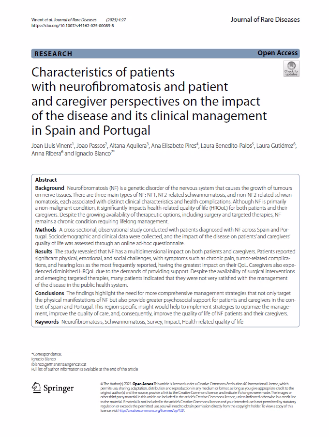 Characteristics of patients with neurofibromatosis and patient and caregiver perspectives on the impact of the disease a