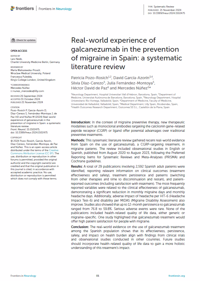 Real-world expericnce of galcanezumab in the prevention of migraine in Spain